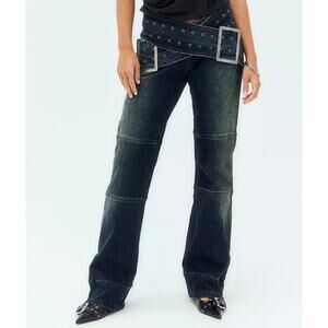 Jaded London Assassin Jean Women's 34 Double-Buckle Bootcut Grunge Low-Rise NEW